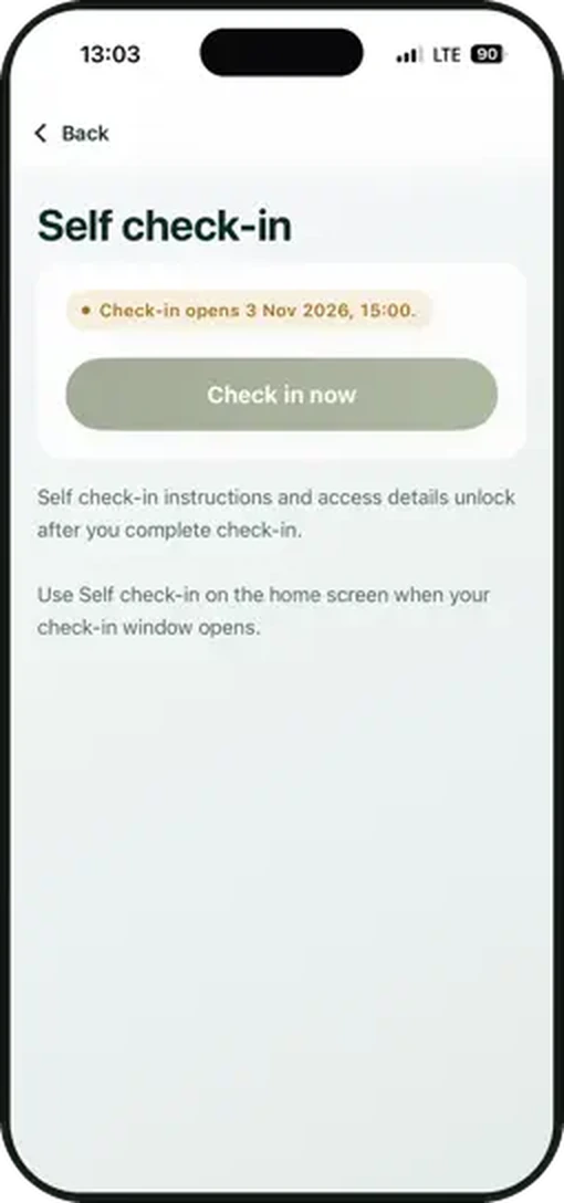 ARYVATI self check-in screen